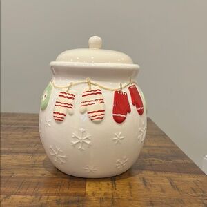Hallmark Red and Green Holiday Decor Ceramic Jar